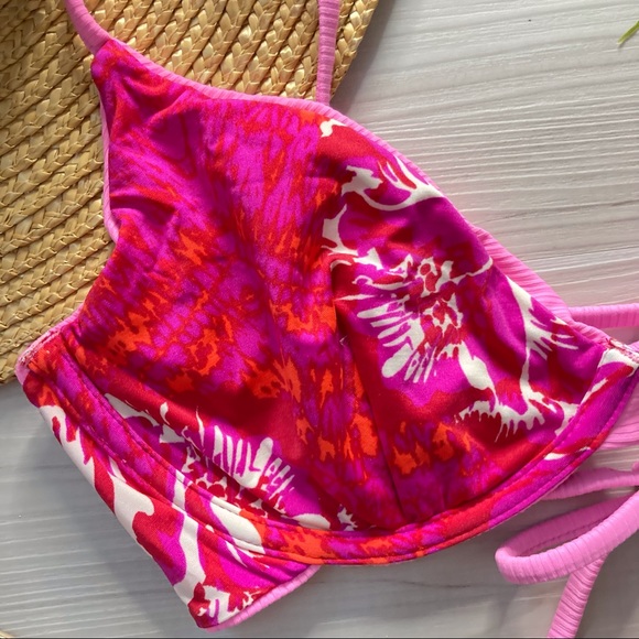 RARE Maaji πΈ Pinkish Lollipop Reversible Floral Underwire Lace-Up Bikini Top β€οΈ - Picture 6 of 9